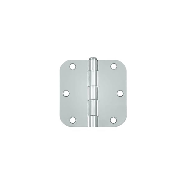 Deltana Polished Chrome 3.5 x 3.5 Plain Bearing 5/8 Radius Corners Mortise Hinge, 10PK pairs S35R526-XCP10 - main